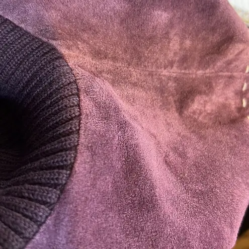 Vintage Pursuits, Ltd. size Small Genuine Leather and Sweater Combo Jacket Purple