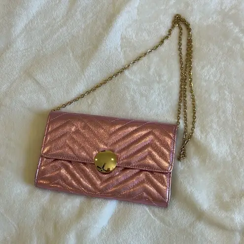 Street Level Metallic Pink Crossbody Purse