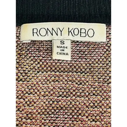 Ronny Kobo Tilda Fringe Sweater size S Black, Tan, Purple Black