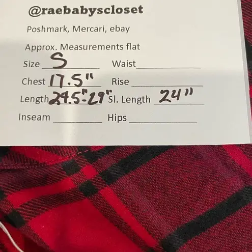 Hippie Rose  Red Black Plaid Flannel Long Sleeve Button-Down Shirt Size S New