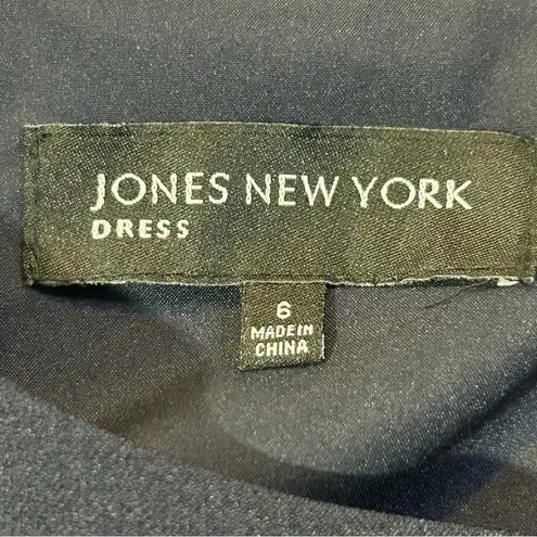 Jones New York Sleeveless Tri-Color Stretch Crepe Dress Tie Navy Size 6 NWT