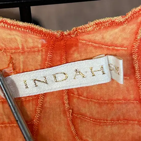 Indah Womens Crochet Top Sz S/M Orange Butterfly Cut Out Boho