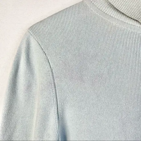 See By Chloe Blue Bisou Turtleneck Ribbed Long Sleeve Sweater Lip Detail S
