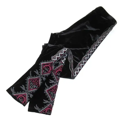 Johnny Was NWT Blair Legging in Black Stretch Velvet Embroidered Skinny Pants S