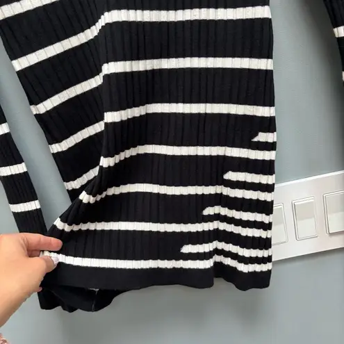 Alexander Wang T by Black Ivory Striped Fitted Rib Pullover Medium