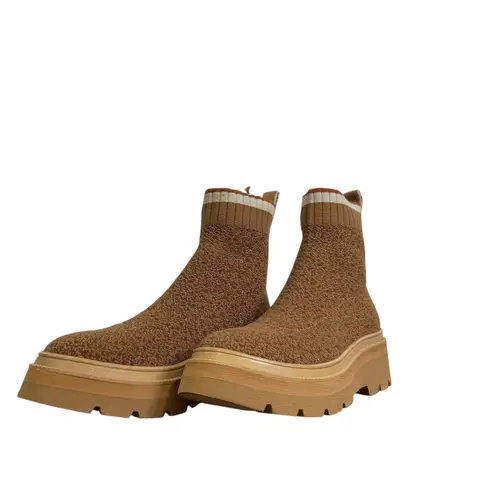 SOFFT Provea Knit Sock Boots Chunky Platform Lug Sole Ankle Booties Women's 6M Brown Size 6