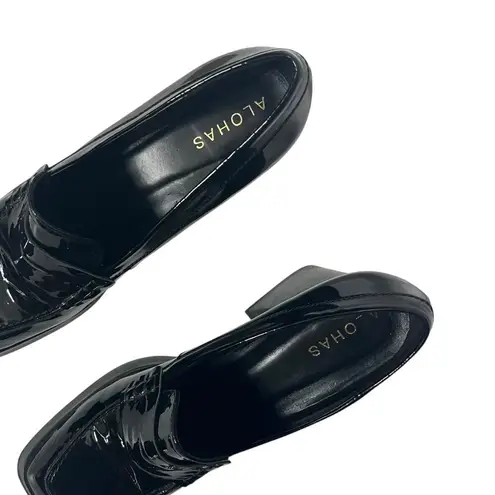 ALOHAS Patent Leather Loafers Women’s Size 9 Black Block Heel Slip