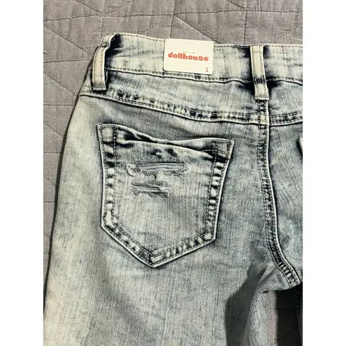 Dollhouse Denim Jean Shorts Womens Juniors Size 1 Distressed Light Washed NWT