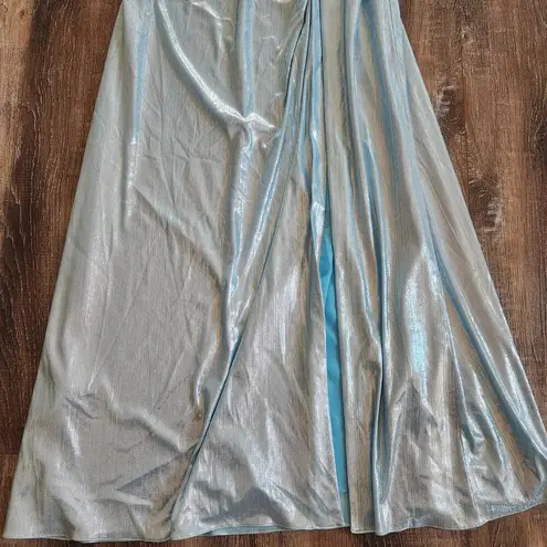 Retrofête Retrofete Yesi Dress in Blue Silver XXL NWT Metallic Maxi Spaghetti Straps