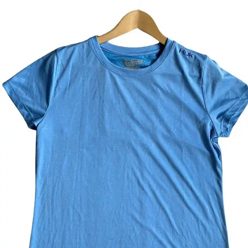 Huk Womens Outdoor ICE Blue Performace Fishing Short Sleeve Tee Shirt Top Size L Size L