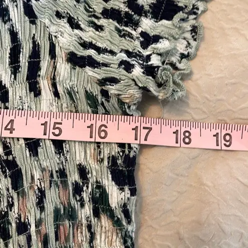 Mystree Womens Animal Print Smocked Slit Summer Maxi Dress Black Green Large