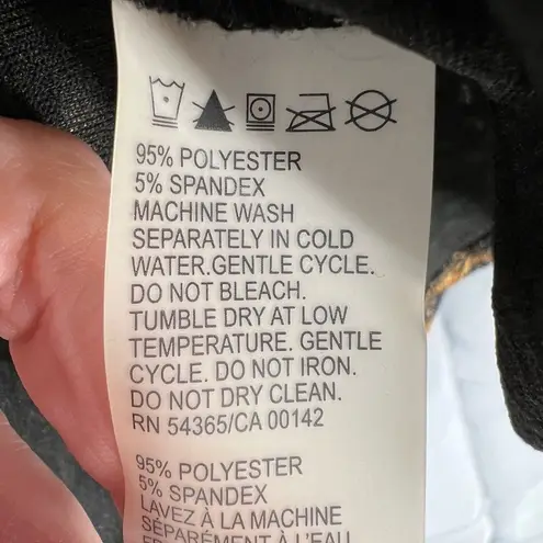 Allison Daley Shirt Black Brown Stretchy Abstract Autumnal Floral Leaves Large