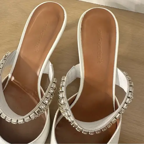 Self Portrait Eliza White Crystal Embellishment Mule - size 37