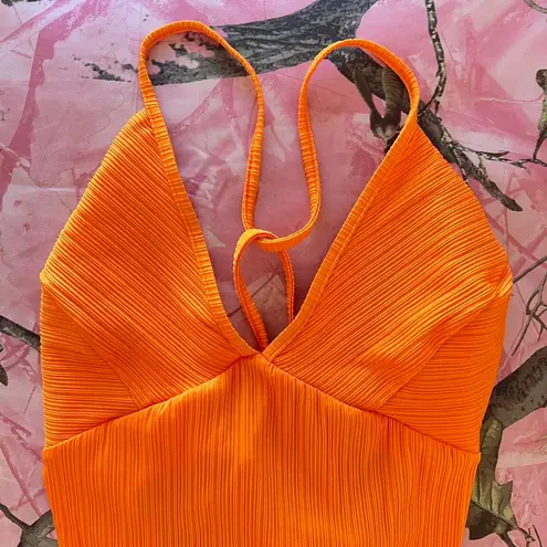 frankie's bikinis orange tie open back summer tank top