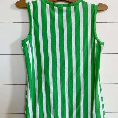 Susan Graver Weekend Green and White Asymmetrical Striped Tank Top S