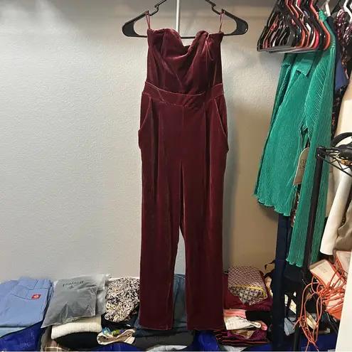 EXPRESS  Velvet Strapless Jumpsuit SIZE 0 - Image 2