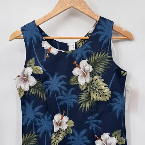Vintage Pacific Legend Hawaiian Dress Womens Small Blue Cotton Hibiscus NEW