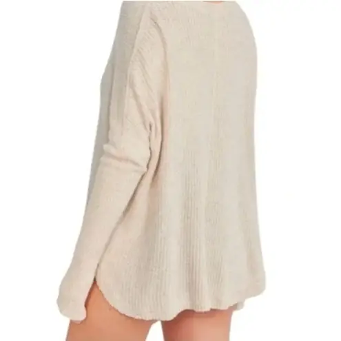 Out From Under  Cardigan Women Medium Tan Jojo Thermal V Neck‎ Oversized Sweater