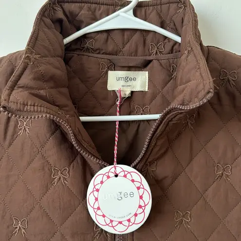 Umgee  Brown Quilted Bow Vest and Shorts Set Size: L