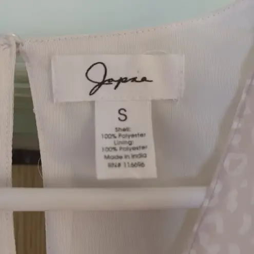 Japia womens dress sheer tan patterned ruffled ties with belt size Small