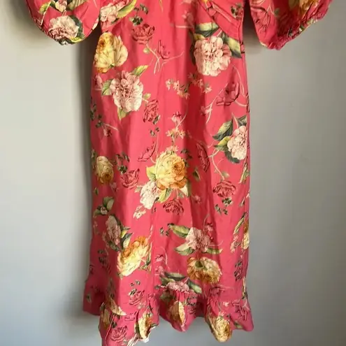 NEW EVER NEW LINEN BLEND Cartier Linen Midi Dress Pink Size 0