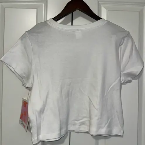 Electric PINK Cute But Dangerous Soft Cropped T Shirt XL NWT White