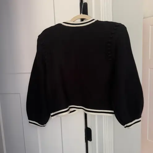L'Agence NWT L’Agence Kaito contrast trim black white cropped cardigan - Image 5