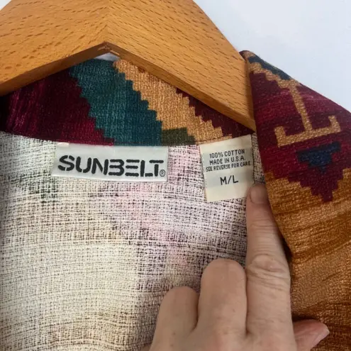 Sunbelt Vintage Colorful Aztec One Button Tunic Lightweight Jacket Blazer Sz M/L Green Size L