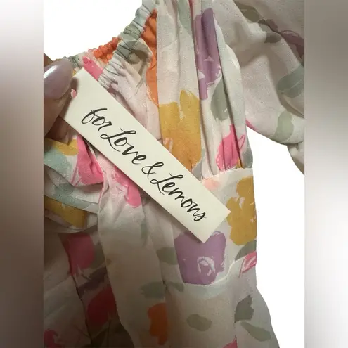 For Love & Lemons  Petal Midi Dress – White Floral (XS) | NWT