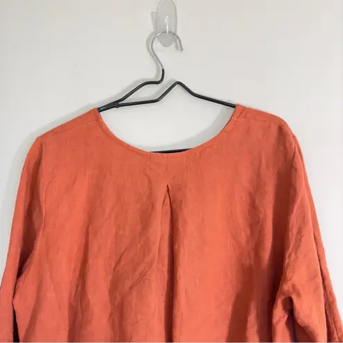 Bryn Walker  Small‎ Burnt Orange Linen Bell Sleeves Blouse Made In USA Lag…