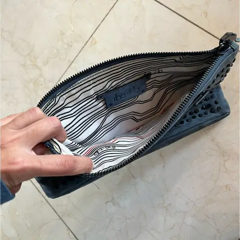 She+Lo Like New Blue Studded Clutch Medium Size