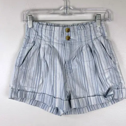 American Eagle  Striped Mom Shorts High Waist Cuffed Retro Indigo Stripe Size 2