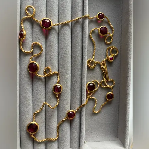 NWOT Julie Vos Gold and Pink Gemstone Necklace