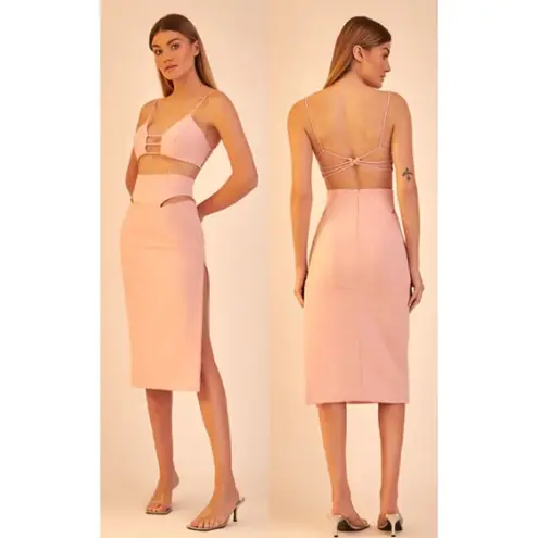 Hand Lace Roller Neck Crop Top & Cutout Midi Skirt Set Black Women 38 / US 4