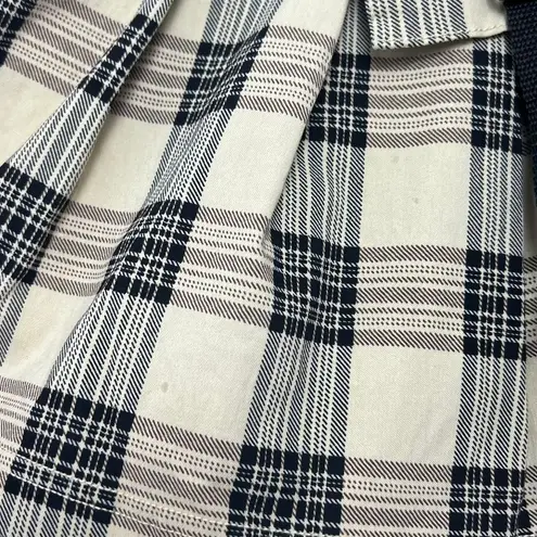 Like an angel Y2KGrunge Pleated Plaid Mini Skirt with Buckle Detail Cream Black Tartan Pattern