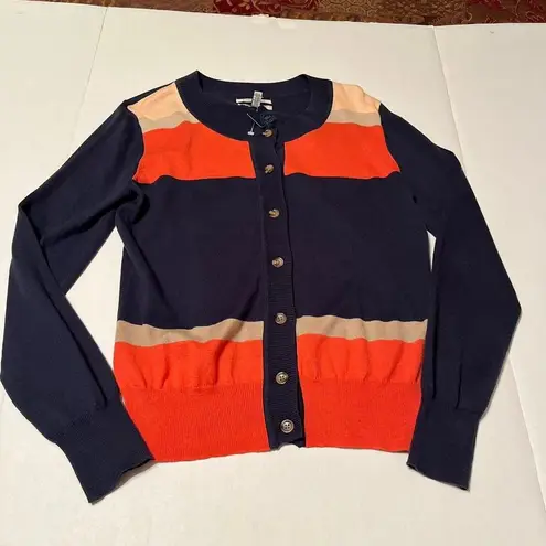 G.H. Bass & Co. colorblock striped cardigan Womens Size Medium NEW Blue