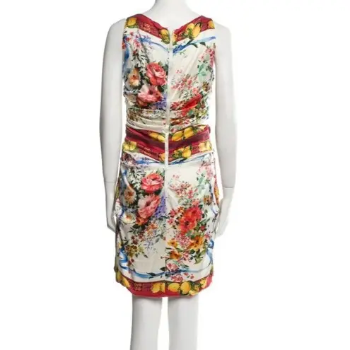 Dolce & Gabbana Ruched Floral Silk mid-length Dress Size: L | US10, IT46
