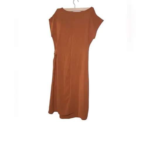See You Monday Brown Ruched One Shoulder Cocktail Dress