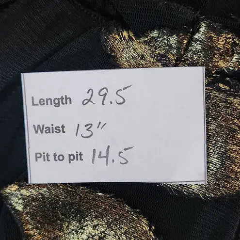 Buddy Love Black and Metallic Gold Leaf Mini Cocktail Dress NWOT Size XS