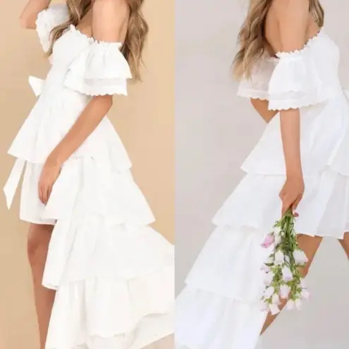 Aura High Low Eyelet Dress White Medium Bridal Shower New