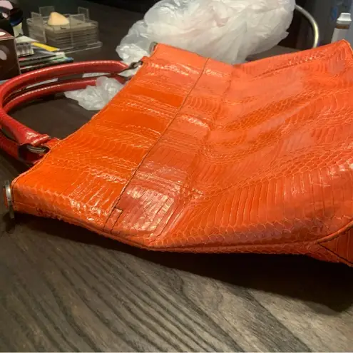 Y2k katherine kwei reptile skin bag Rare spring boho fringe orange blue spring