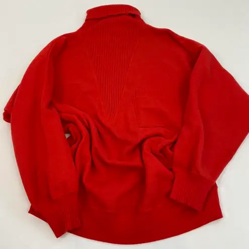 Vintage Turtleneck Sweatshirt With Ribbed Detailing Red Size undefined