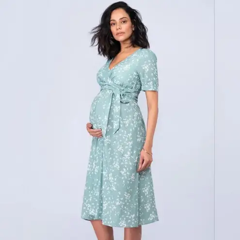 SERAPHINE Sage Green Floral Sanna Maternity & Nursing
Wrap Midi Dress Size 4