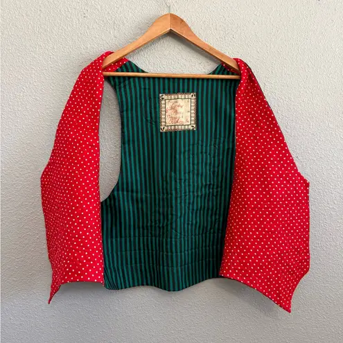 Vintage Christmas Vest 90's with Santa Claus Noel Snowman Red Size XL