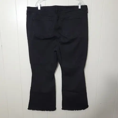 NYDJ Trinity Jeans Womens Black Denim Wide Leg Ankle Frayed Hem Size 20