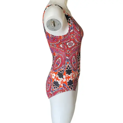 Bleu Ice women's size small multi colored one piece tank style swimsuit swimwear Black