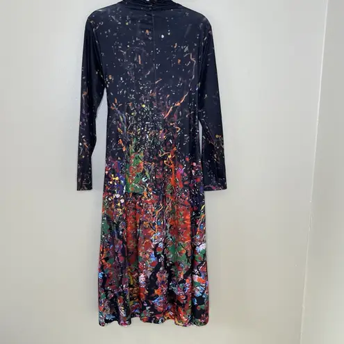 Women's Dress Whimsigoth Art To Wear Abstract Evening Dark Romantic Long Sleeve Black