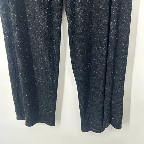 Onyx Nite  By Wendye Chaitin Black Shimmer Pants Pull On Wide Leg Evening Sz 18