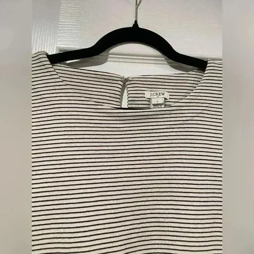 J.Crew  Cream Black Thin Stripes Ruffle Sleeve Mini Dress Round Neck Size S