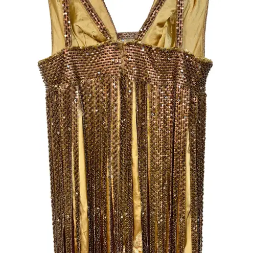 NWT Mandalay Light Gold Beaded Fringe Sequin V